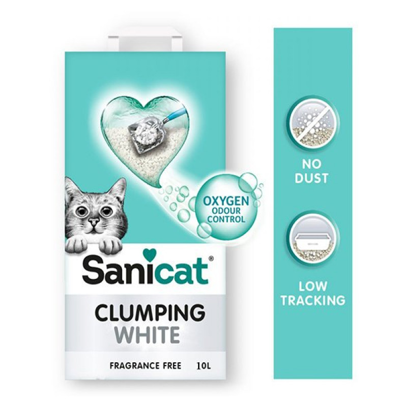 Sanicat 10 Lt Clumping White Kokusuz Süper Topaklanan Beyaz Kedi Kumu | Doğal Kedi Kumu