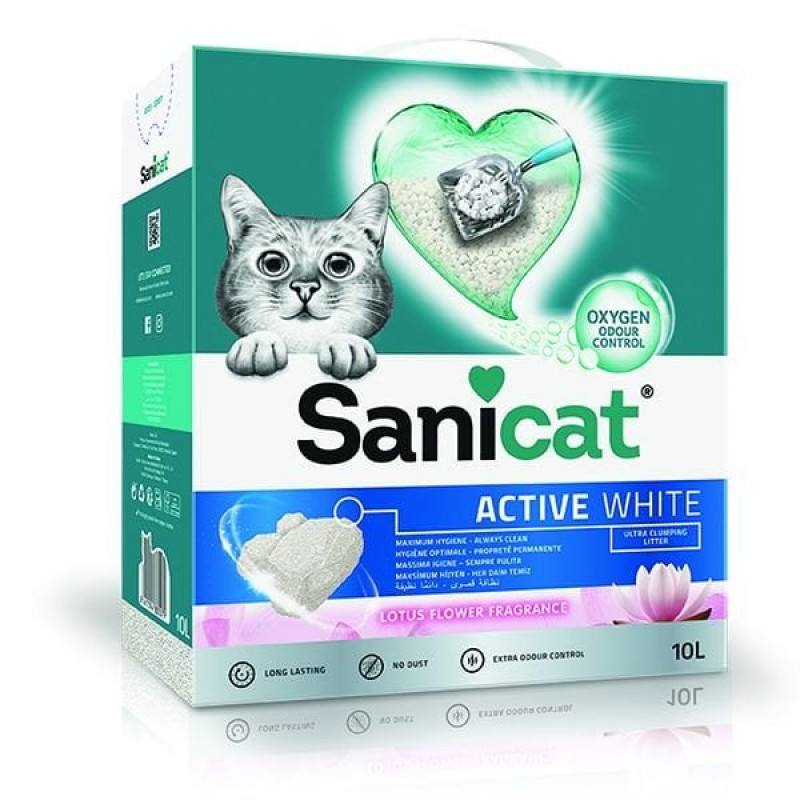 Sanicat 10 Lt Topaklanan Aktif Beyaz Lotus Çiçeği | Doğal Kedi Kumu Sanicat 10 Lt Topaklanan Aktif Beyaz Lotus Çiçeği | Doğal Kedi Kumu