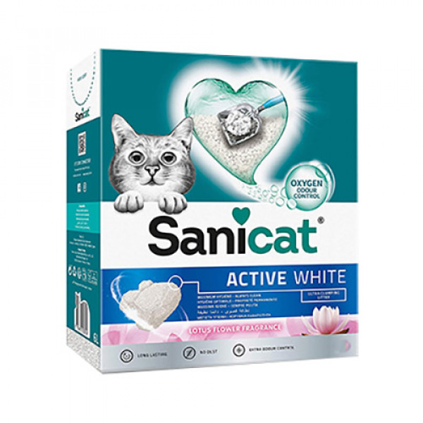 Sanicat 2 Adet Topaklanan Aktif Beyaz Lotus Çiçeği 6 Lt | Doğal Kedi Kumu