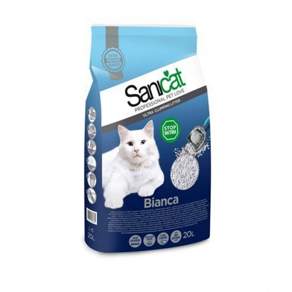 Sanicat 20 L Bianca Antibakteriyel Doğal Kedi Kumu | Doğal Kedi Kumu