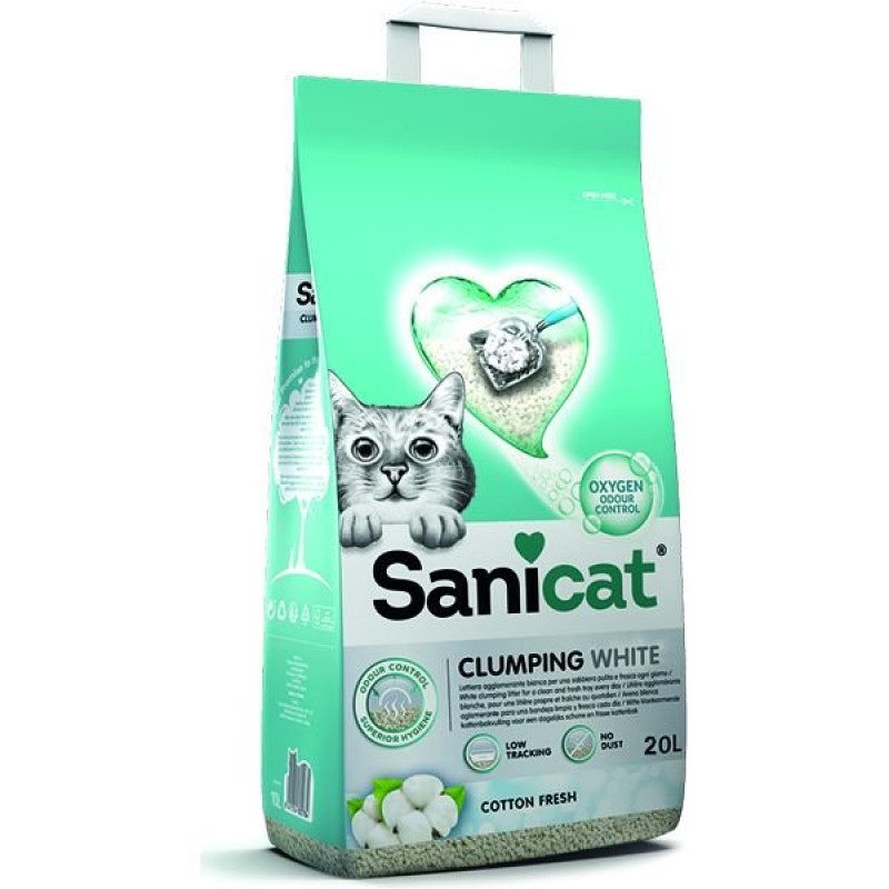 Sanicat 20 Lt Clumping White Cotton Fresh Oksijen Kontrol Emici Kedi Kumu | Doğal Kedi Kumu Sanicat 20 Lt Clumping White Cotton Fresh Oksijen Kontrol Emici Kedi Kumu | Doğal Kedi Kumu