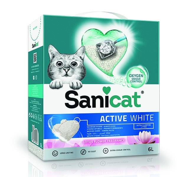 Sanicat 6 Lt Topaklanan Aktif Beyaz Lotus Çiçeği | Doğal Kedi Kumu