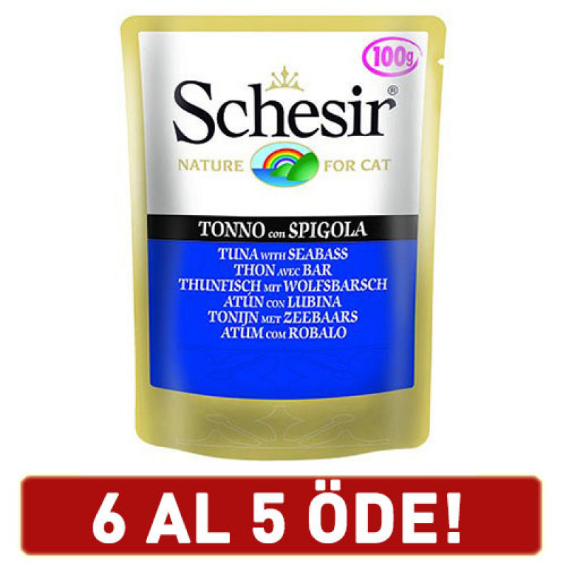 Schesir 6 Adet Tuna & Seabass 100 Gr | Yetişkin Kedi Maması