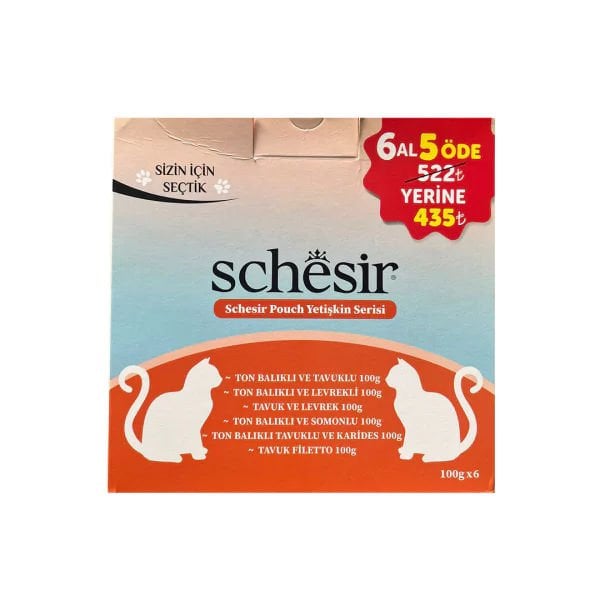 Schesir 6 Al 5 Öde Deniz Mahsulleri Serisi 85 Gr | Yetişkin Kedi Maması