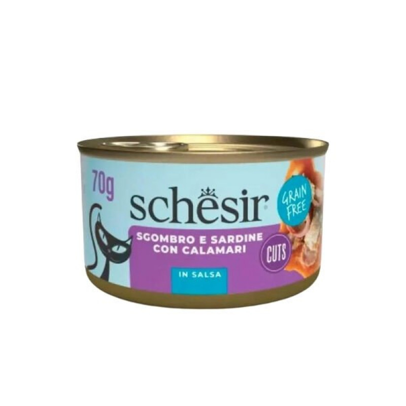 Schesir 70 Gr Sos İçinde Sardalya ve Uskumrulu Yetişkin Konserve Kedi Maması 