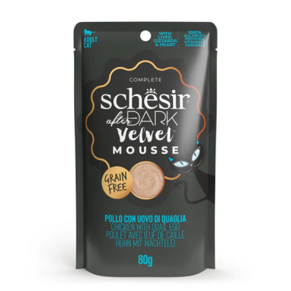Schesir 80 Gr After Dark Velvet Mousse Tavuk ve Bıldırcın Yumurtası | Tahılsız Kedi Yaş Maması