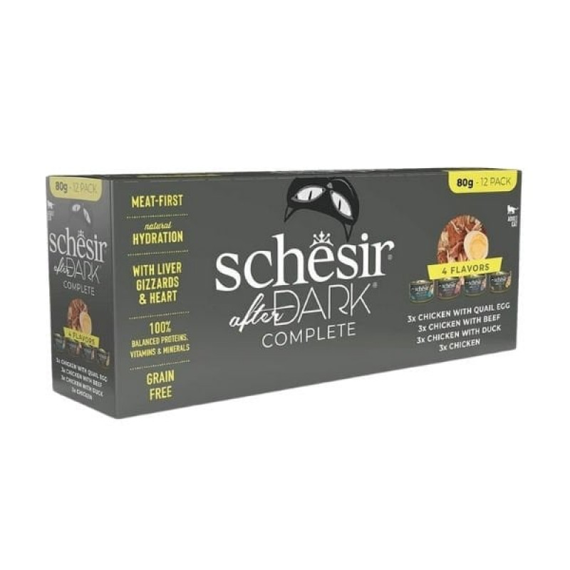 Schesir After Dark Et Suyunda Karışık Lezzetler Yetişkin Konserve Kedi Maması 1 Adet 12x80 Gr