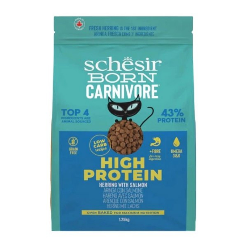 Schesir Born Carnivore 1.25 Kg Somonlu ve Ringa Balıklı Yetişkin Kedi Maması 