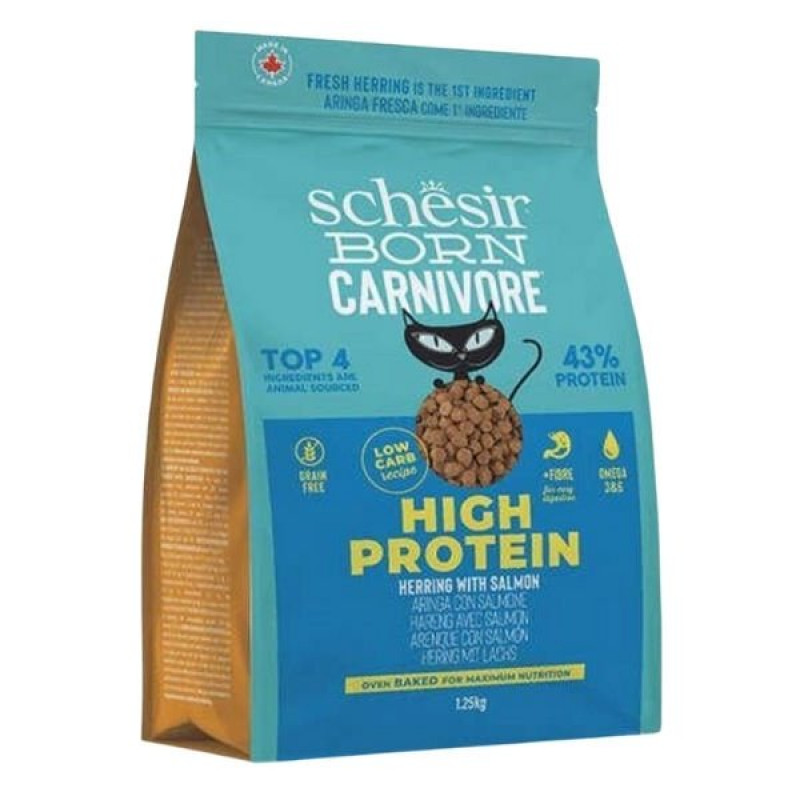 Schesir Born Carnivore 1.25 Kg Somonlu ve Ringa Balıklı Yetişkin Kedi Maması 