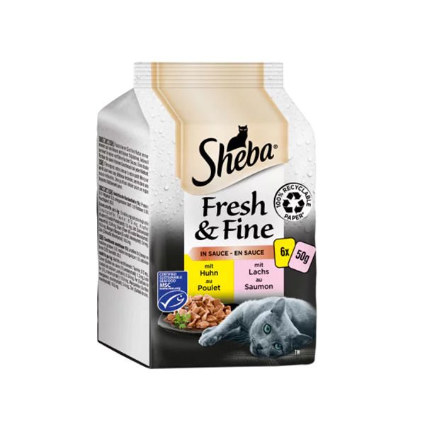 Sheba 6 Adet Fresh & Fine Sosta Tavuk ve Somon 50 Gr | Yetişkin Kedi Maması