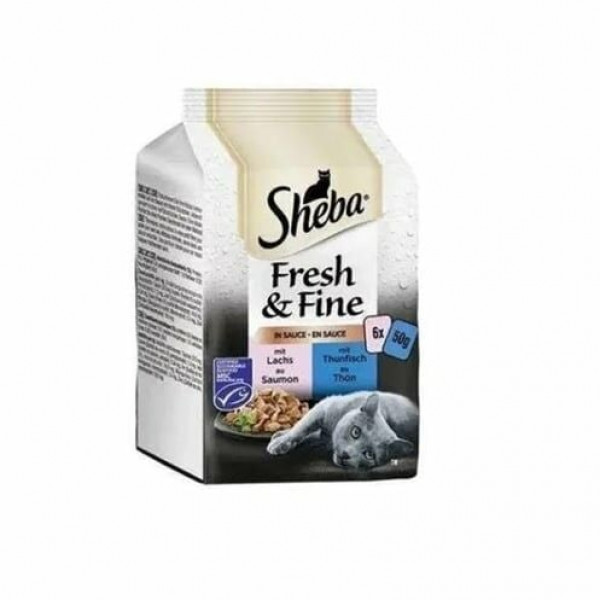 Sheba 6 Adet Fresh & Fine Sosta Ton ve Somon 50 Gr | Yetişkin Kedi Maması