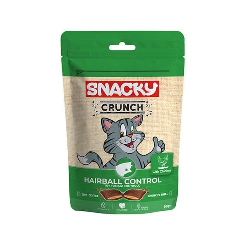 Snacky 60 Gr Crunch Hairball Control | Kedi Bisküvi Ödül Maması Snacky 60 Gr Crunch Hairball Control | Kedi Bisküvi Ödül Maması