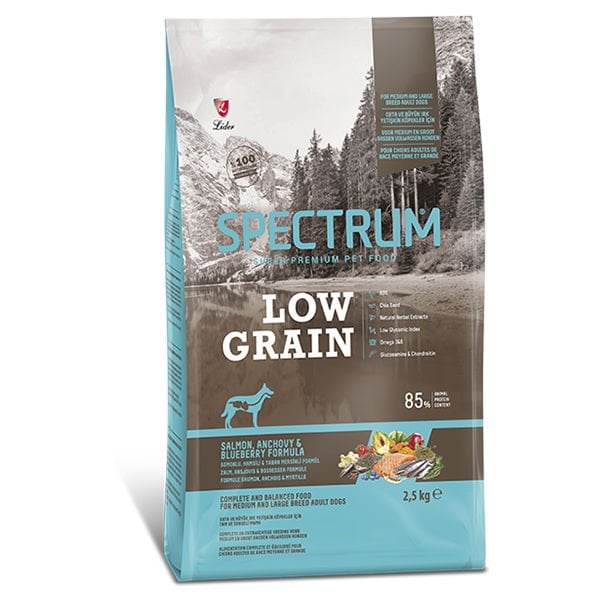Spectrum 2,5 Kg Low Grain Medium Large Somon Hamsi ve Yaban Mersini | Yetişkin Köpek Kuru Maması