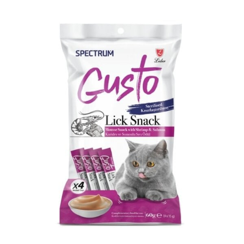 Spectrum Gusto 60 Gr Karidesli ve Somonlu Kısırlaştırılmış Sıvı Kedi Ödül Maması 