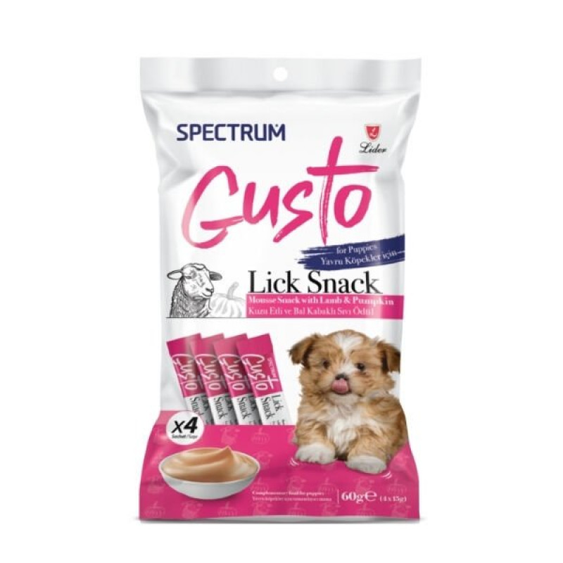 Spectrum Gusto Kuzu Etli ve Bal Kabaklı Sıvı Yavru Köpek Ödül Maması 4x15 Gr