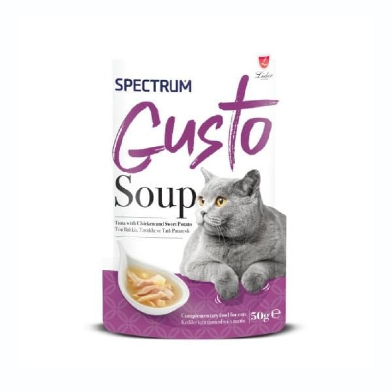 Spectrum Gusto Soup 50 Gr Ton Balıklı Tavuklu ve Tatlı Patatesli Kedi Çorbası 