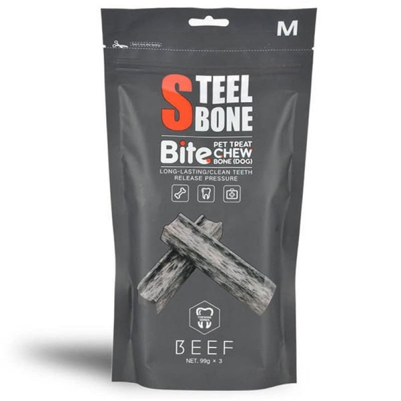 Steel Bone 3x99 Gr Biftekli Ödül Maması | Köpek Kemik Ödül Maması