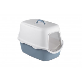 Cathy Kapalı Kedi Tuvaleti Beyaz/Mavi 56x40x40 Cm