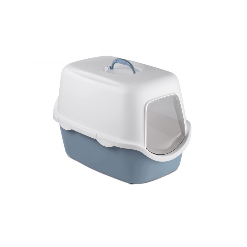 Stefanplast Cathy Kapalı Kedi Tuvaleti Beyaz/Mavi 56x40x40 Cm