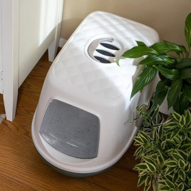 Furba Top Chic Elekli Kapalı Kedi Tuvaleti Beyaz/Yeşil 58.5x39.4x42 Cm