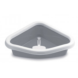 Stefanplast Sprint Corner Köşeli Açık Kedi Tuvaleti Beyaz/Gri 56x40x14 Cm