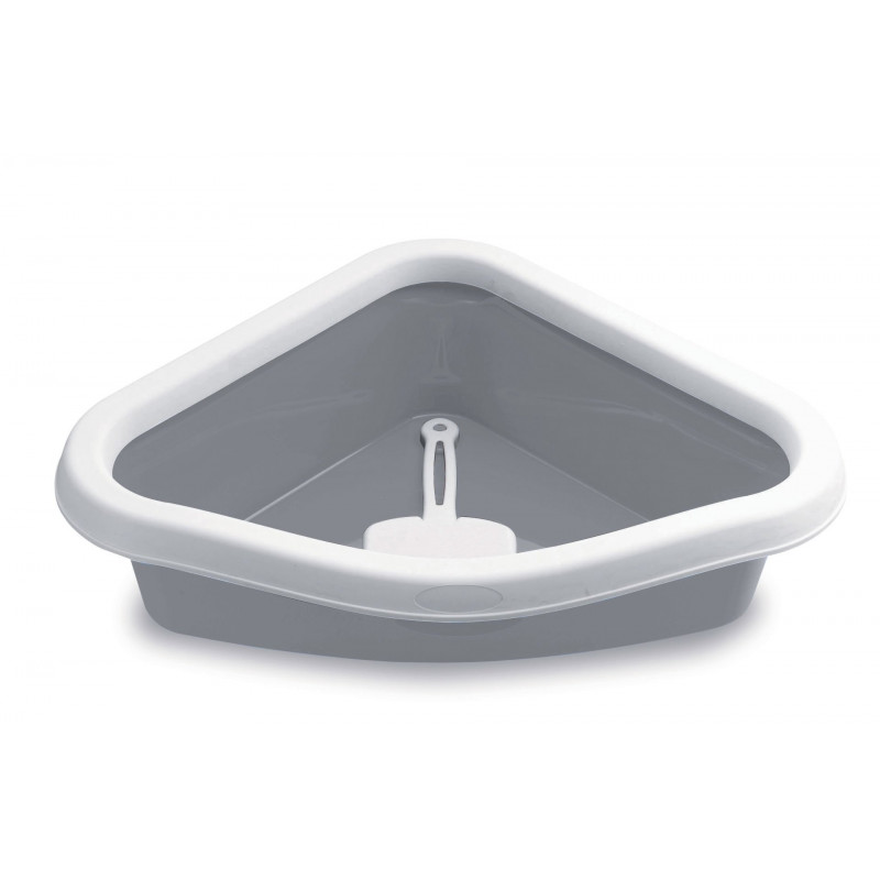 Stefanplast Sprint Corner Köşeli Açık Kedi Tuvaleti Beyaz/Gri 56x40x14 Cm