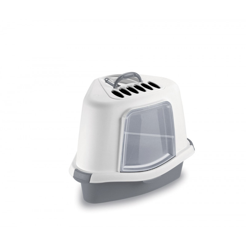 Stefanplast Sprint Corner Plus Kapalı Kedi Tuvaleti Beyaz/Gri 56x40x40 Cm