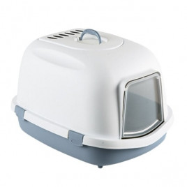 Super Queen Sert Plastik Kapalı Kedi Tuvaleti Beyaz/Mavi 55x71x46.5 Cm