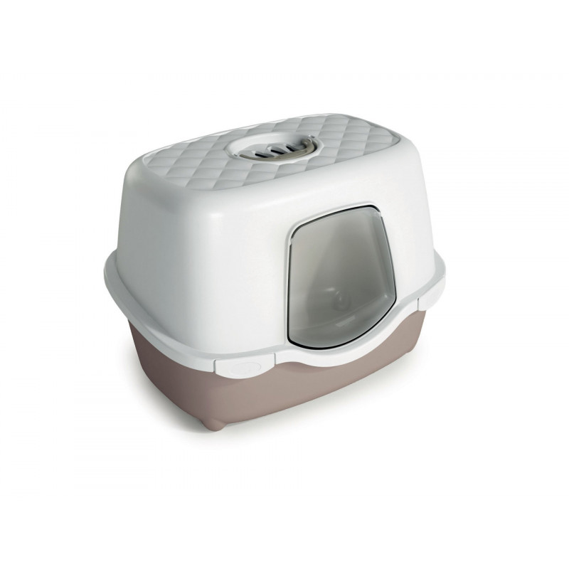 Stefanplast Tres Chic Karbon Filtreli Kapalı Kedi Tuvaleti Beyaz/Bej 56x39x39 Cm