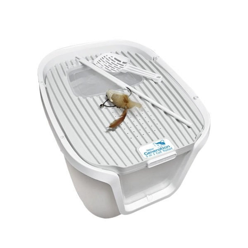 Sunsun 3in1 Filtreli Kapalı Kedi Tuvaleti Beyaz | Kapalı Kedi Tuvaleti
