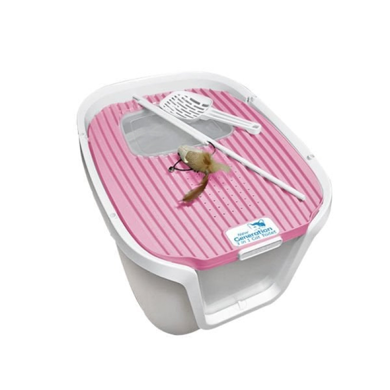 Sunsun 3in1 Filtreli Kapalı Kedi Tuvaleti Pembe | Kapalı Kedi Tuvaleti