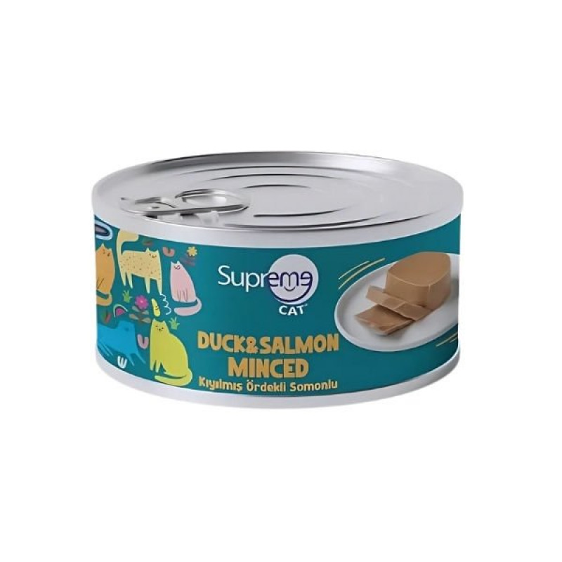Supreme Cat 85 Gr Kıyılmış Ördekli ve Somonlu Yetişkin Konserve Kedi Maması 