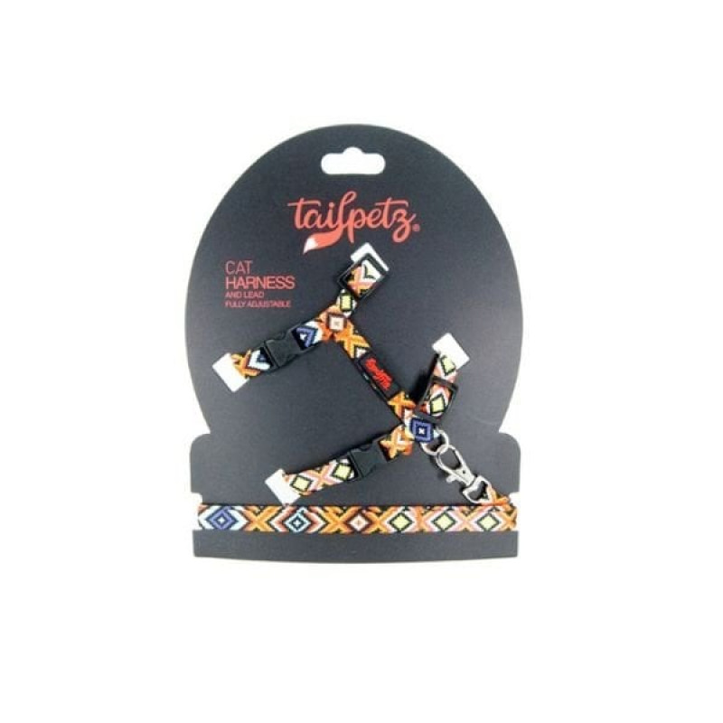 Tailpetz Harness Ayarlanabilir Göğüs ve Gezdirme Tasması Ethnic 22-30 Cm | Kedi Gezdirme Tasması Tailpetz Harness Ayarlanabilir Göğüs ve Gezdirme Tasması Ethnic 22-30 Cm | Kedi Gezdirme Tasması