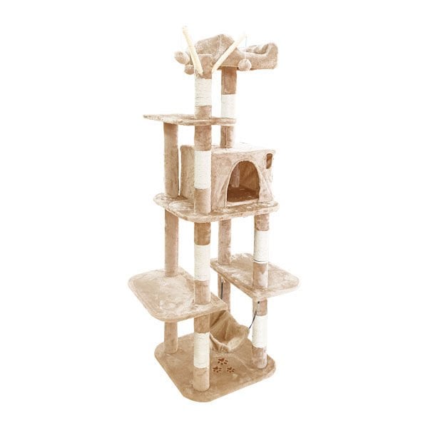 Tectake 155 Cm Tırmalama Kulesi Bej | Tırmalama Tahtalı Kedi Evi
