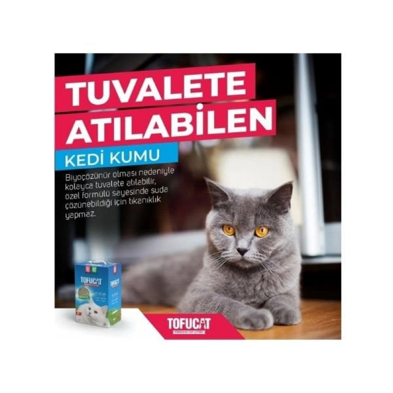 TofuCat Tuvalete Atılabilen Koku Hapsedeci Topaklanan Doğal Kedi Kumu 8 Lt | Doğal Kedi Kumu