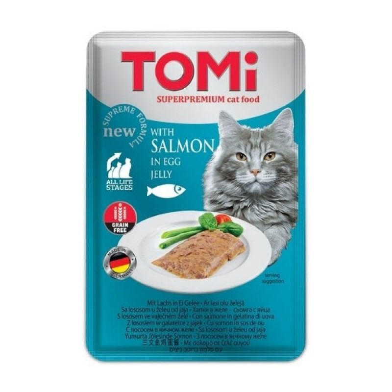 Tomi 100 Gr Somonlu ve Yumurtalı Pouch Yetişkin Kedi Maması 