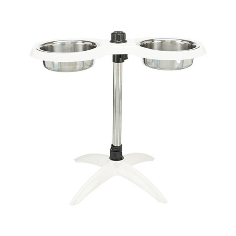 Trixie 2×1,6 Lt Paslanmaz Çelik Ayaklı Mama ve Su Kabı 21cm Beyaz