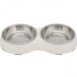 27x3x14cm Melamin/Paslanmaz Çelik Mama ve Su Kabı  