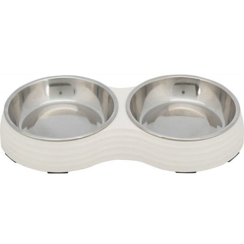 Trixie 27x3x14cm Melamin/Paslanmaz Çelik Mama ve Su Kabı  