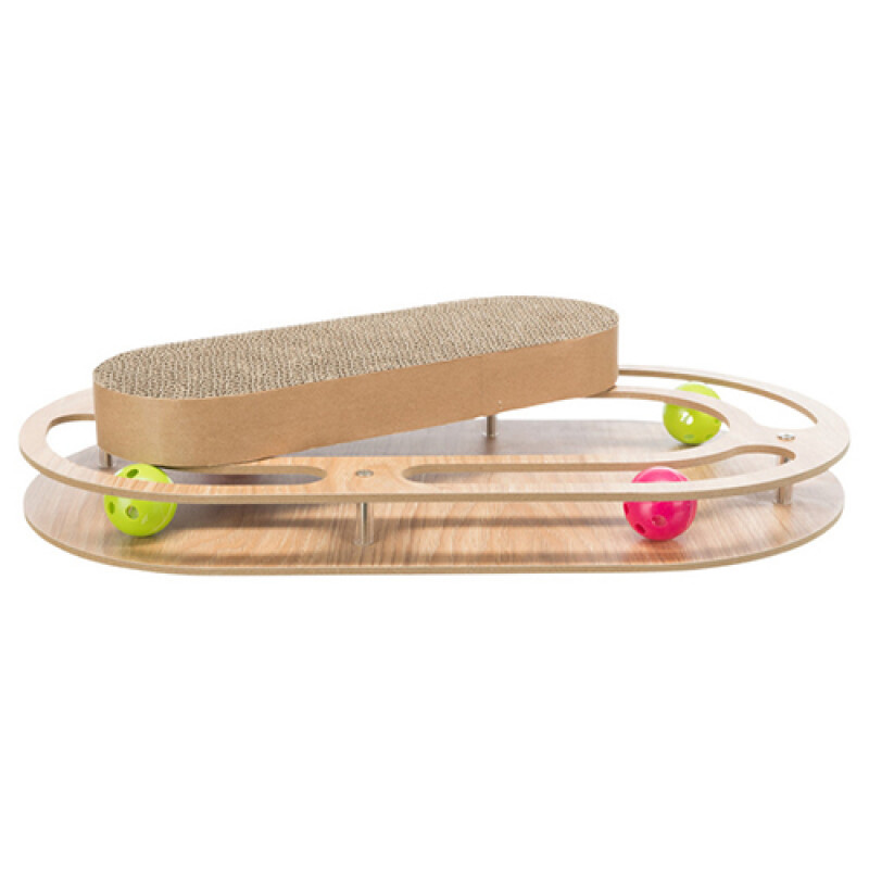 Trixie 46x4x25 Cm Karton ve Ahşap Tırmalama Kediotlu ve Oyun Toplu | Kedi Tırmalama Tahtası