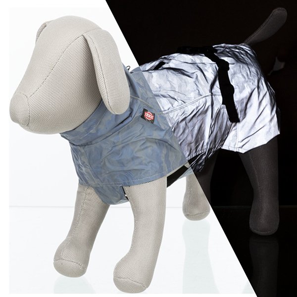 Trixie M Lunas Fosforlu Reflektif Yağmurluk Gümüş Mavi 50 Cm | Köpek Kıyafeti