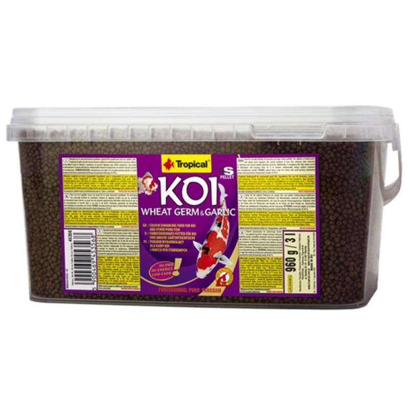 Tropical 1.6 Kg Koi Wheat Germ & Garlic Size S Koi Balıkları İçin Granül Yem 5 L | Özel Akvaryum Yem