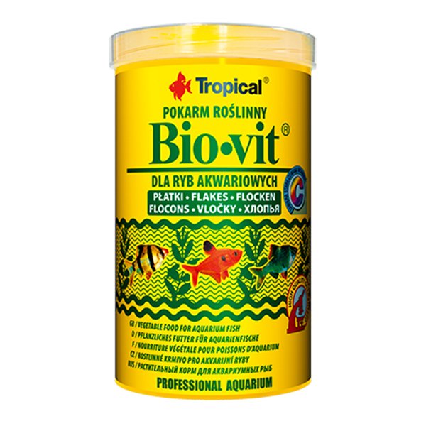 Tropical 200 Gr Bio-Vit Bitkisel İçerikli Pul Balık Yemi 1000 Ml | Özel Akvaryum Yem