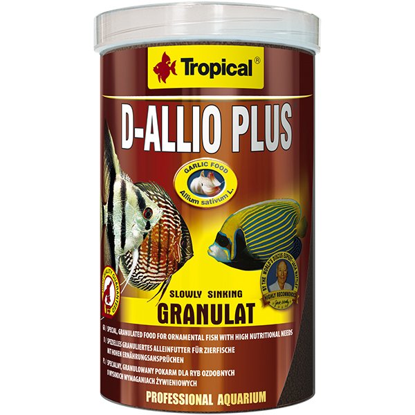 Tropical 600 Gr D-Allio Plus Granulat Discus Balıkları İçin Sarımsaklı Granül Balık Yemi 1000 Ml | Özel Akvaryum Yem