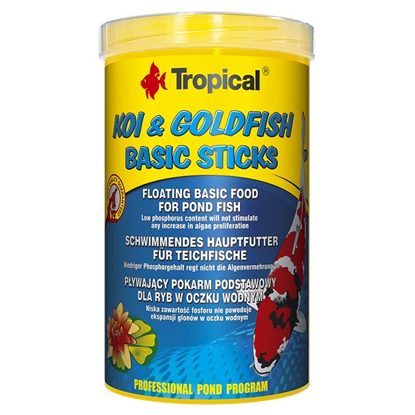 Tropical 80 Gr Koi Goldfish Basic Sticks Havuz Balıkları İçin Yüzücü Temel Balık Yemi 1000 Ml | Özel Akvaryum Yem