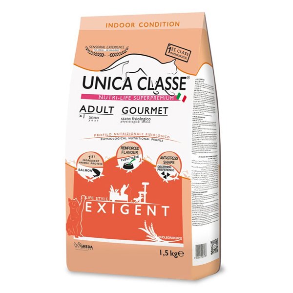 Unica Classe 1.5 Kg Adult Gourmet Exigent Somonlu Renkli Taneli Yetişkin | Somonlu Kedi Kuru Maması