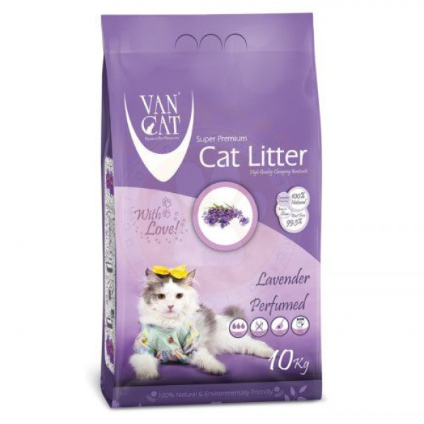 Vancat 10 Kg Ince Taneli Lavanta Kokulu Kedi Kumu | Doğal Kedi Kumu