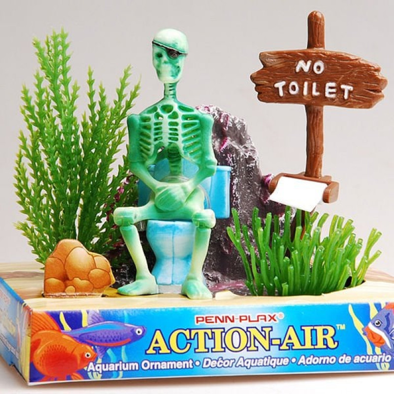 Venys Hareketli İskelet Tuvalette Renkli | Akvaryum Dekor Fon Venys Hareketli İskelet Tuvalette Renkli | Akvaryum Dekor Fon