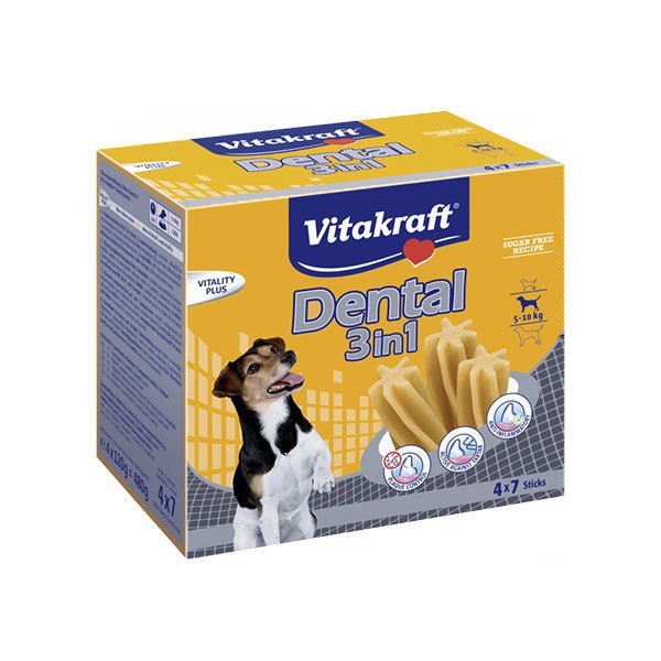 Vitakraft 4x120 Gr Mint Köpekler İçin Naneli Diş Bakım 3 in 1s | Burgu Köpek Ödül Maması