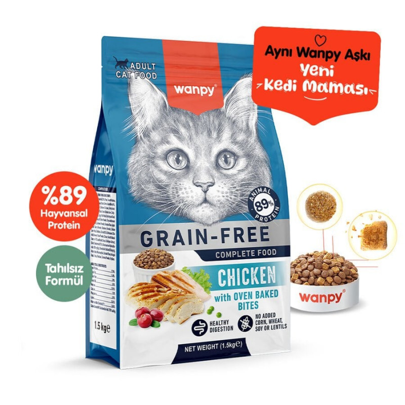 Wanpy 1.5 Kg Tavuklu Tahılsız Yetişkin Kedi Maması